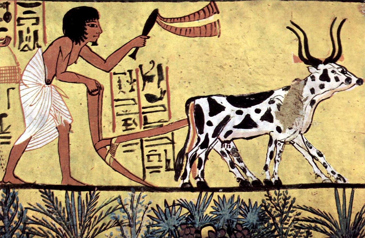 Aus der Grabkammer des Sennedjem, Szene: Pflügender Bauer, um 1200 v. Chr. (19. Dynastie)